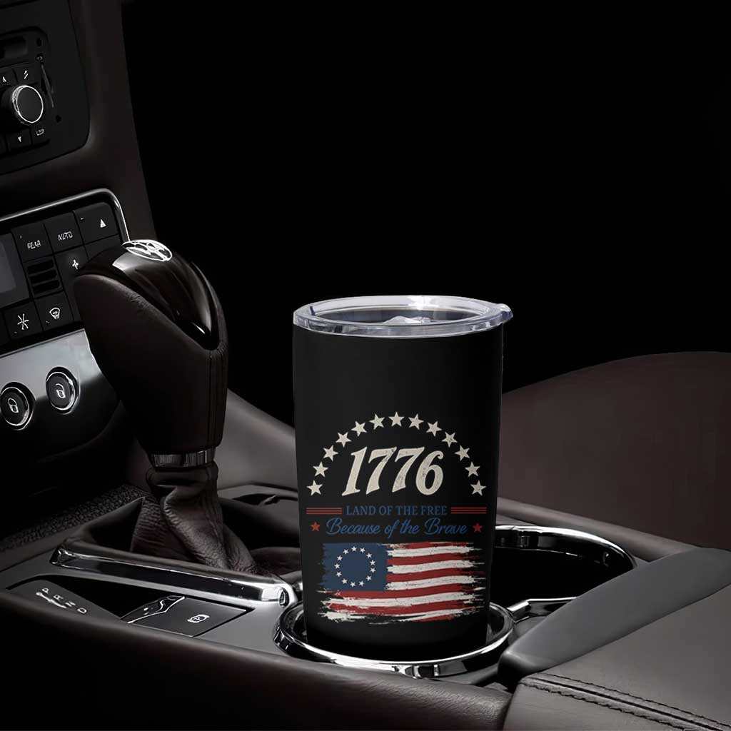 1776 Land of the Free Distressed Arch Graphic Tumbler Cup Vintage Betsy Ross American Flag Stars Retro Patriotic