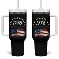 1776 Land of the Free Distressed Arch Graphic Tumbler With Handle Vintage Betsy Ross American Flag Stars Retro Patriotic