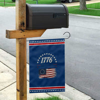 1776 Land of the Free Distressed Arch Graphic Patriotic Garden Flag Vintage Betsy Ross American Flag Stars Retro