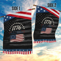 1776 Land of the Free Distressed Arch Graphic Patriotic Garden Flag Vintage Betsy Ross American Flag Stars Retro