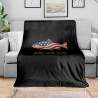 America 250th Anniversary Patriotic Fish Graphic Throw Blanket American Flag Salmon Trout Fishing 1776 to 2026 Semiquincentennial