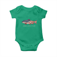 America 250th Anniversary Patriotic Fish Graphic Baby Onesie American Flag Salmon Trout Fishing 1776 to 2026 Semiquincentennial