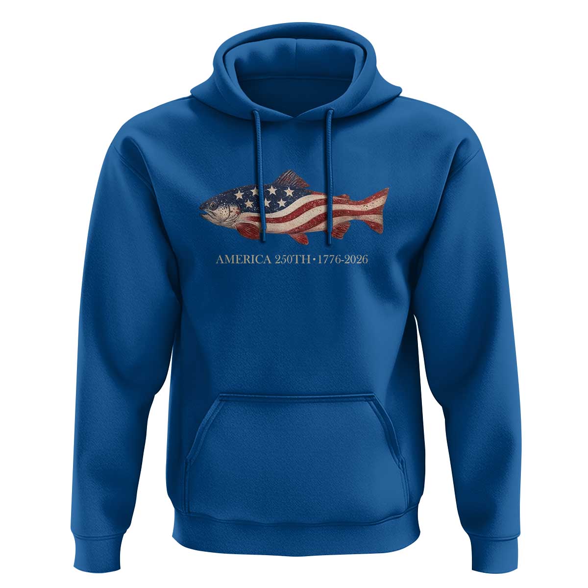 America 250th Anniversary Patriotic Fish Graphic Hoodie American Flag Salmon Trout Fishing 1776 to 2026 Semiquincentennial