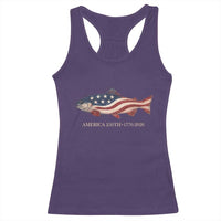 America 250th Anniversary Patriotic Fish Graphic Racerback Tank Top American Flag Salmon Trout Fishing 1776 to 2026 Semiquincentennial