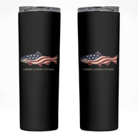 America 250th Anniversary Patriotic Fish Graphic Skinny Tumbler American Flag Salmon Trout Fishing 1776 to 2026 Semiquincentennial