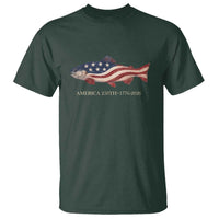 America 250th Anniversary Patriotic Fish Graphic T Shirt American Flag Salmon Trout Fishing 1776 to 2026 Semiquincentennial