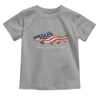 America 250th Anniversary Patriotic Fish Graphic Toddler T Shirt American Flag Salmon Trout Fishing 1776 to 2026 Semiquincentennial