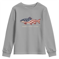 America 250th Anniversary Patriotic Fish Graphic Youth Sweatshirt American Flag Salmon Trout Fishing 1776 to 2026 Semiquincentennial