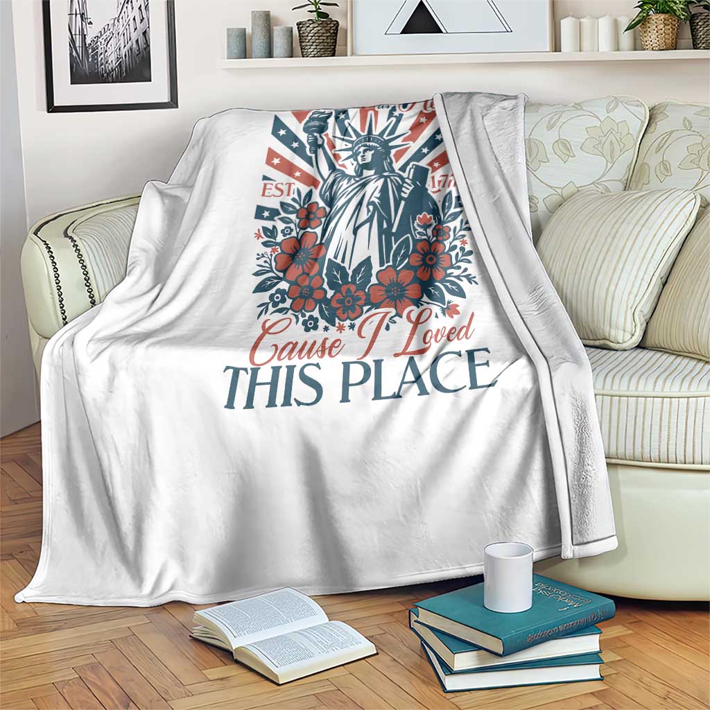 I'm Just Mad As Hell Cause I Love This Place Throw Blanket Vintage Statue of Liberty Patriotic Retro Flora
