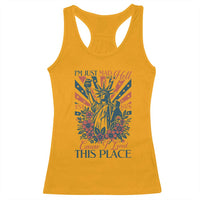 I'm Just Mad As Hell Cause I Love This Place Racerback Tank Top Vintage Statue of Liberty Patriotic Retro Flora