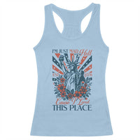 I'm Just Mad As Hell Cause I Love This Place Racerback Tank Top Vintage Statue of Liberty Patriotic Retro Flora