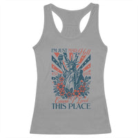 I'm Just Mad As Hell Cause I Love This Place Racerback Tank Top Vintage Statue of Liberty Patriotic Retro Flora