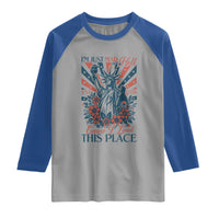 I'm Just Mad As Hell Cause I Love This Place Raglan Shirt Vintage Statue of Liberty Patriotic Retro Flora