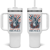 I'm Just Mad As Hell Cause I Love This Place Tumbler With Handle Vintage Statue of Liberty Patriotic Retro Flora