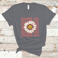 Teacher Life T Shirt Back To School Inspiration Groovy Daisy - Wonder Print Shop