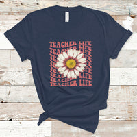 Teacher Life T Shirt Back To School Inspiration Groovy Daisy - Wonder Print Shop