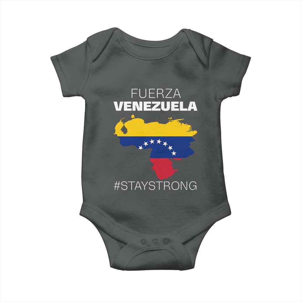 Fuerza Venezuela Strong Solidarity Baby Onesie Hope Support Venezuelan Patriotic Flag Map