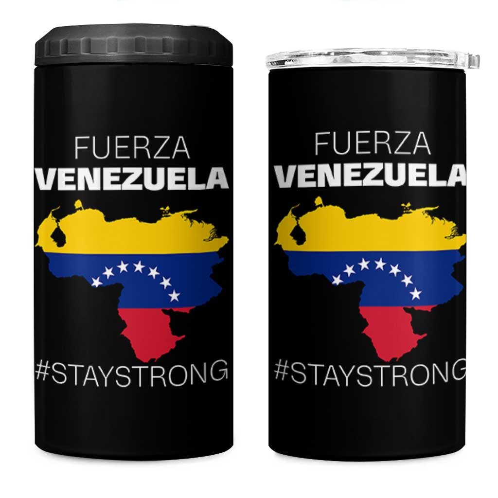 Fuerza Venezuela Strong Solidarity 4 in 1 Can Cooler Tumbler Hope Support Venezuelan Patriotic Flag Map