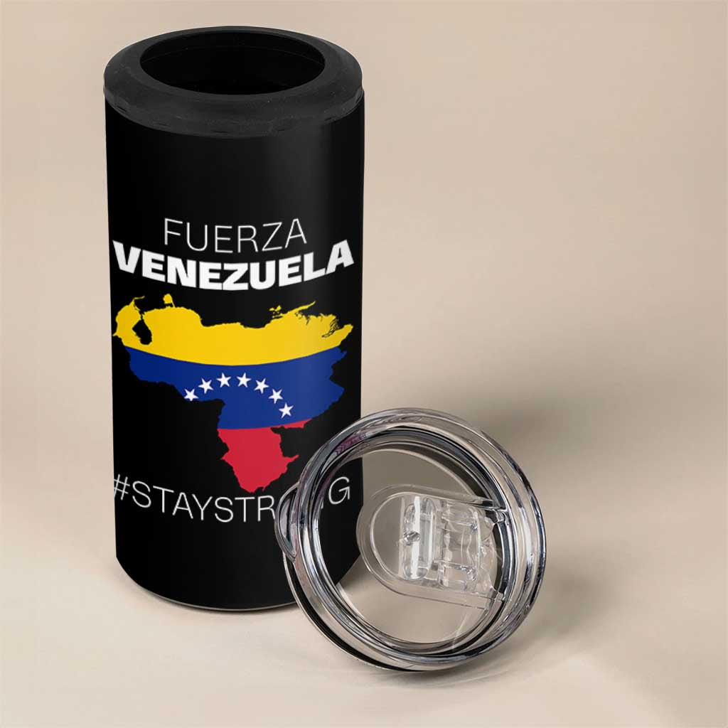 Fuerza Venezuela Strong Solidarity 4 in 1 Can Cooler Tumbler Hope Support Venezuelan Patriotic Flag Map