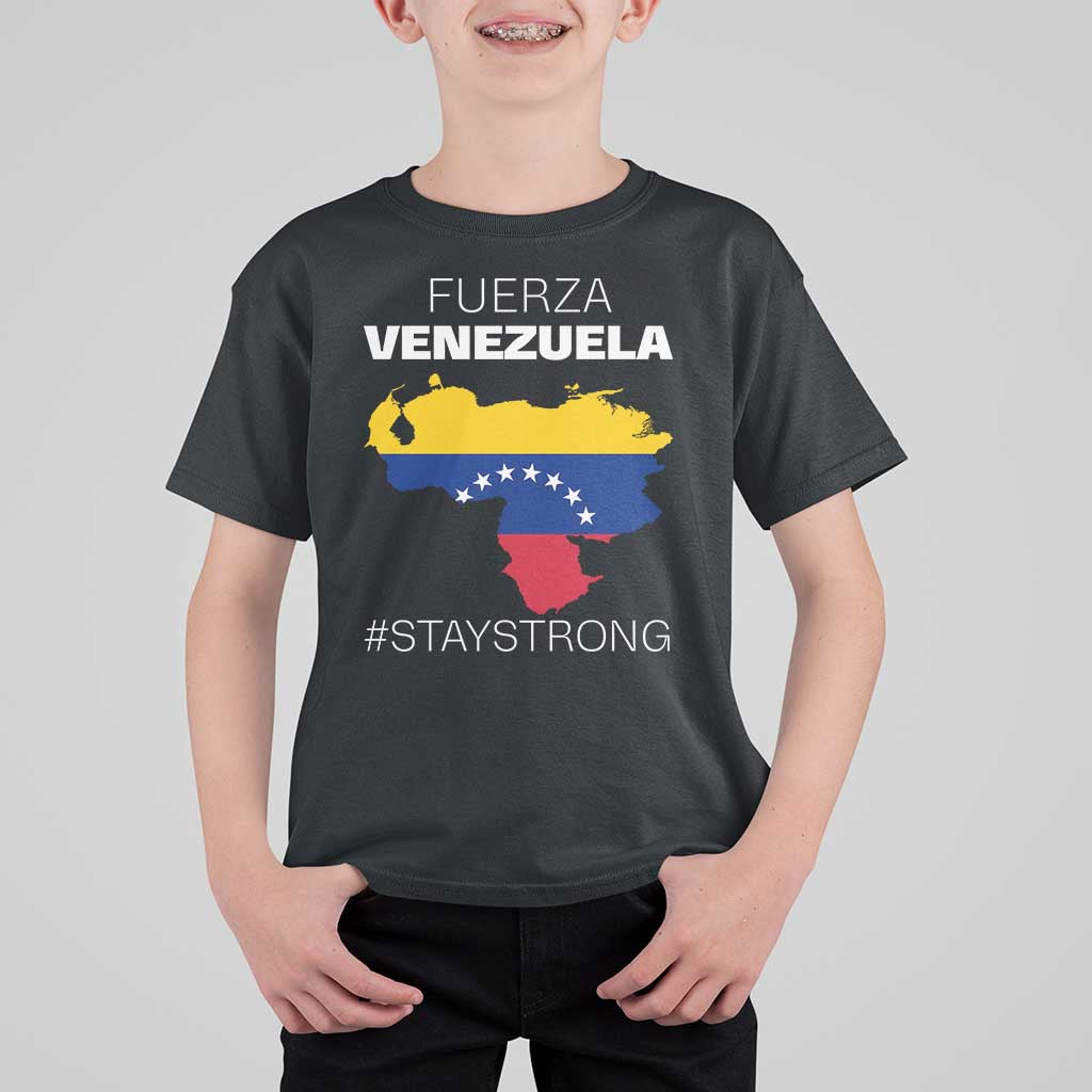 Fuerza Venezuela Strong Solidarity T Shirt For Kid Hope Support Venezuelan Patriotic Flag Map