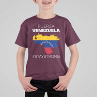 Fuerza Venezuela Strong Solidarity T Shirt For Kid Hope Support Venezuelan Patriotic Flag Map