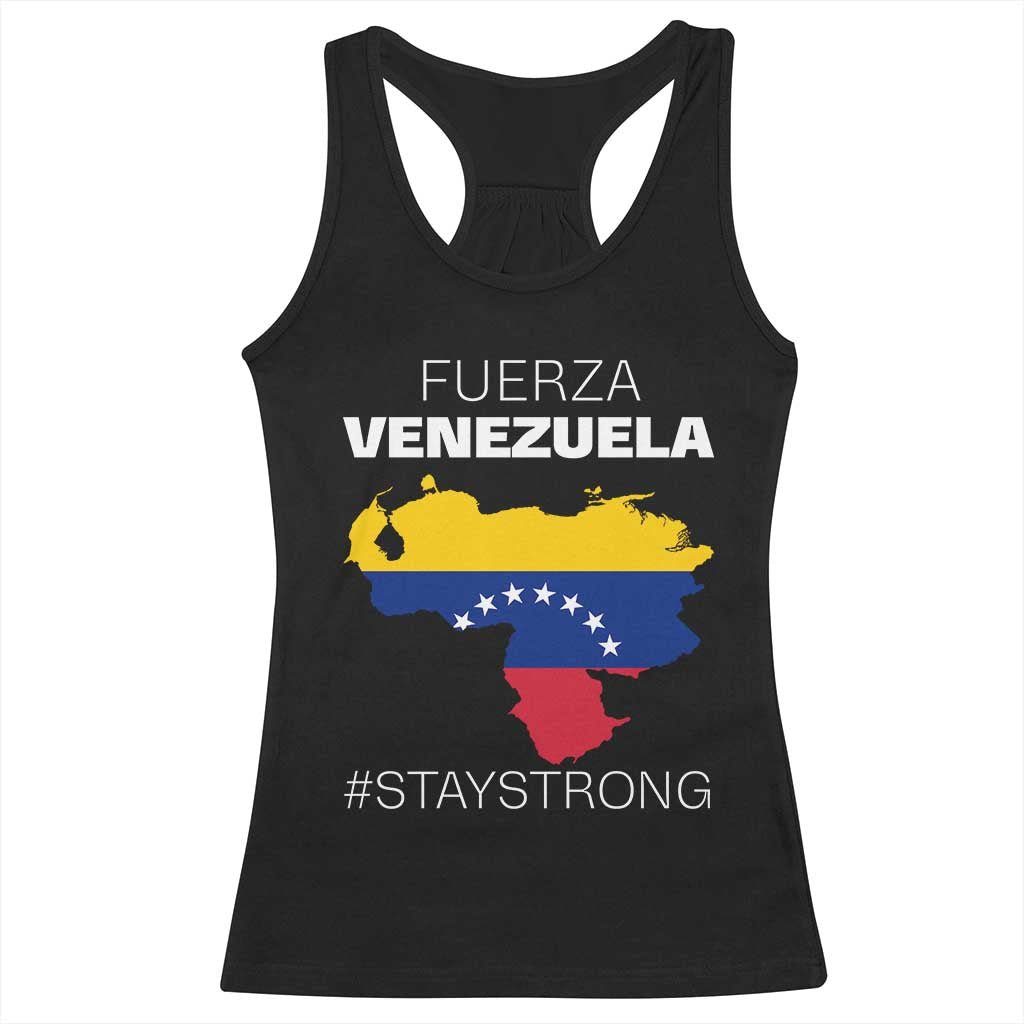 Fuerza Venezuela Strong Solidarity Racerback Tank Top Hope Support Venezuelan Patriotic Flag Map