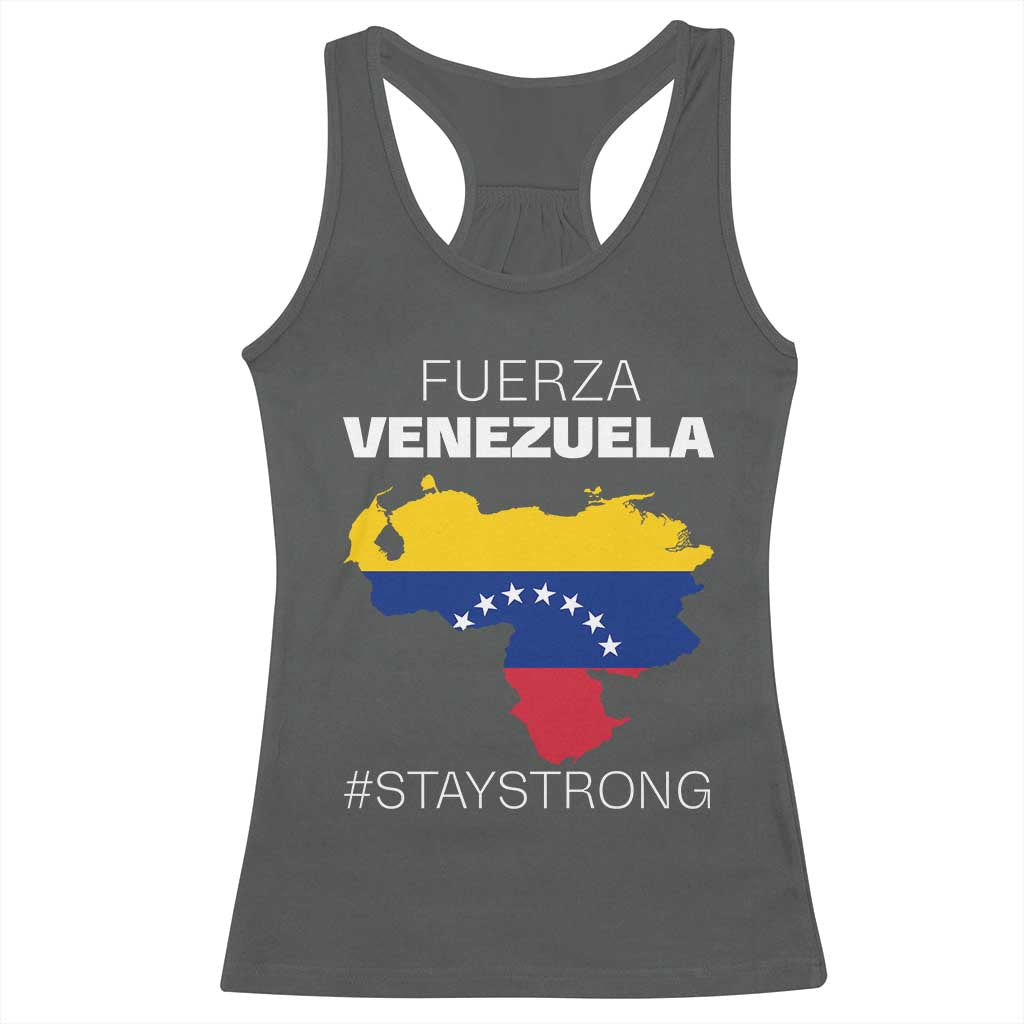 Fuerza Venezuela Strong Solidarity Racerback Tank Top Hope Support Venezuelan Patriotic Flag Map