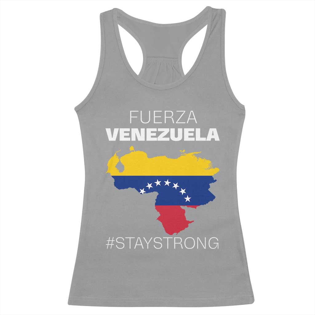 Fuerza Venezuela Strong Solidarity Racerback Tank Top Hope Support Venezuelan Patriotic Flag Map