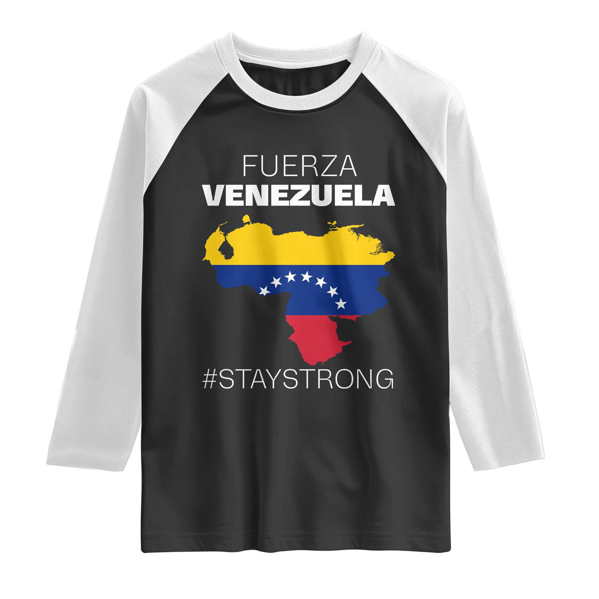 Fuerza Venezuela Strong Solidarity Raglan Shirt Hope Support Venezuelan Patriotic Flag Map