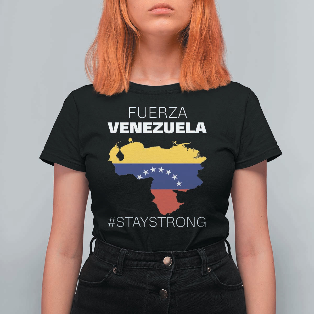 Fuerza Venezuela Strong Solidarity T Shirt For Women Hope Support Venezuelan Patriotic Flag Map