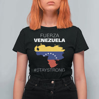 Fuerza Venezuela Strong Solidarity T Shirt For Women Hope Support Venezuelan Patriotic Flag Map