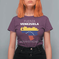 Fuerza Venezuela Strong Solidarity T Shirt For Women Hope Support Venezuelan Patriotic Flag Map