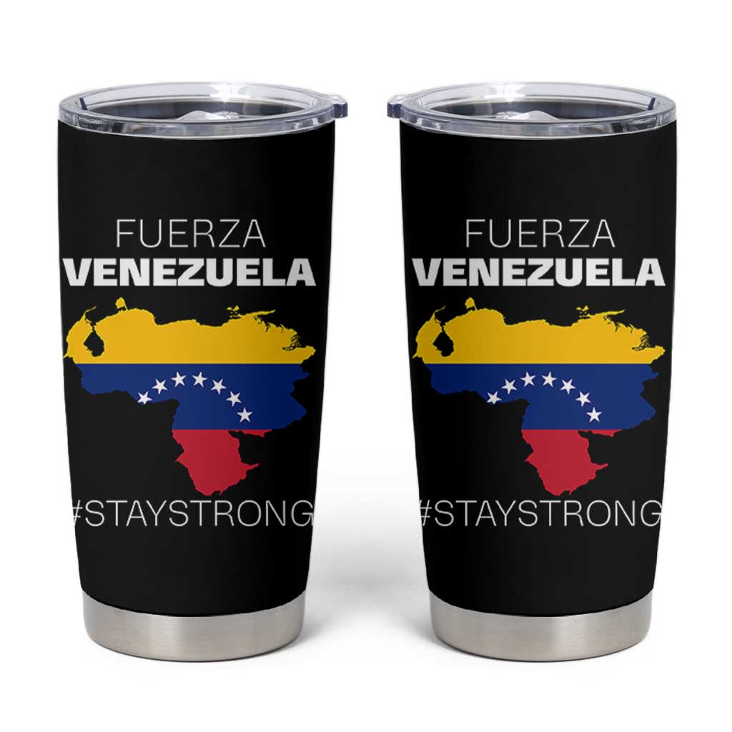 Fuerza Venezuela Strong Solidarity Tumbler Cup Hope Support Venezuelan Patriotic Flag Map