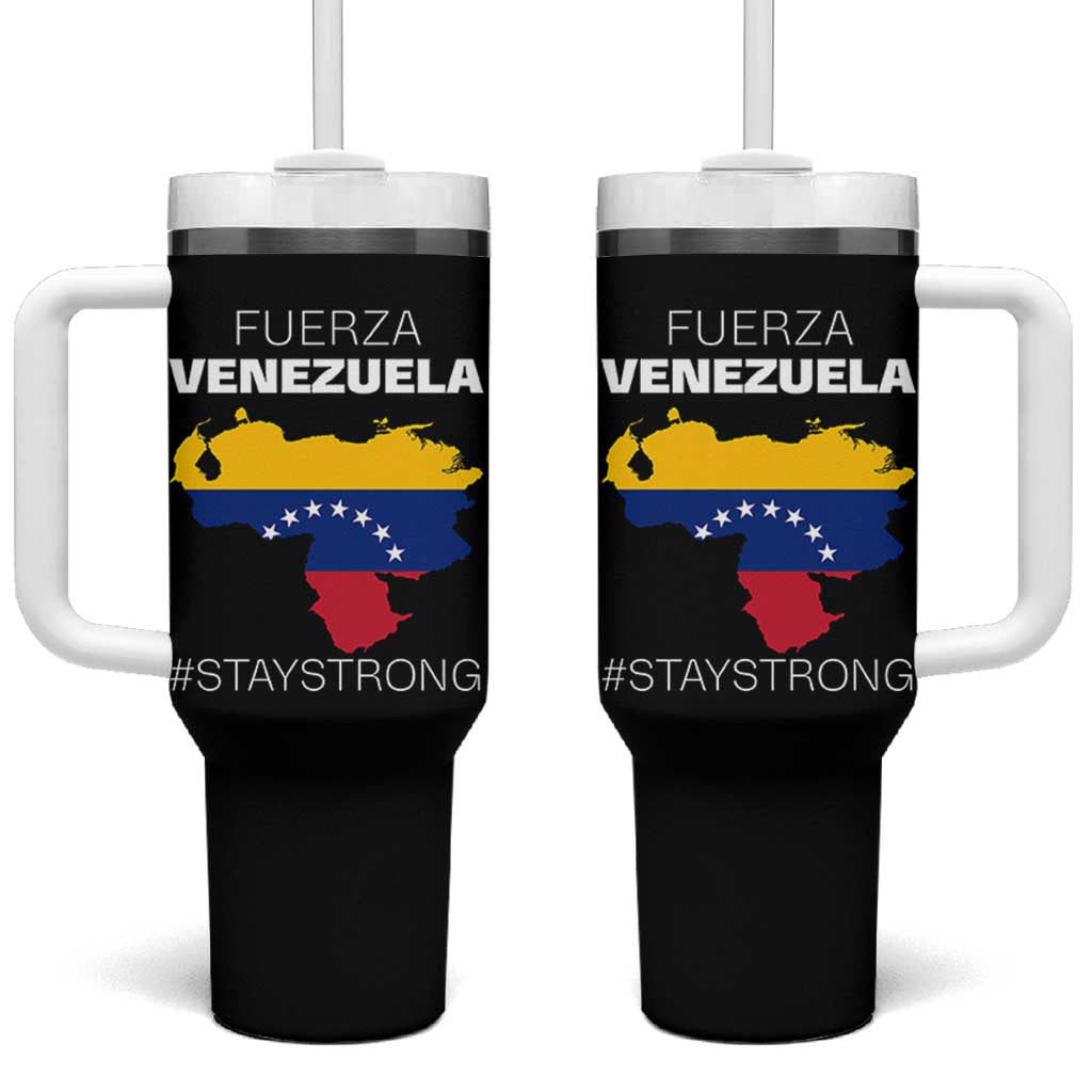 Fuerza Venezuela Strong Solidarity Tumbler With Handle Hope Support Venezuelan Patriotic Flag Map