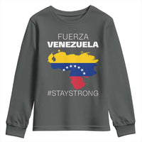 Fuerza Venezuela Strong Solidarity Youth Sweatshirt Hope Support Venezuelan Patriotic Flag Map