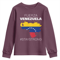 Fuerza Venezuela Strong Solidarity Youth Sweatshirt Hope Support Venezuelan Patriotic Flag Map