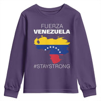 Fuerza Venezuela Strong Solidarity Youth Sweatshirt Hope Support Venezuelan Patriotic Flag Map