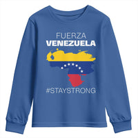 Fuerza Venezuela Strong Solidarity Youth Sweatshirt Hope Support Venezuelan Patriotic Flag Map