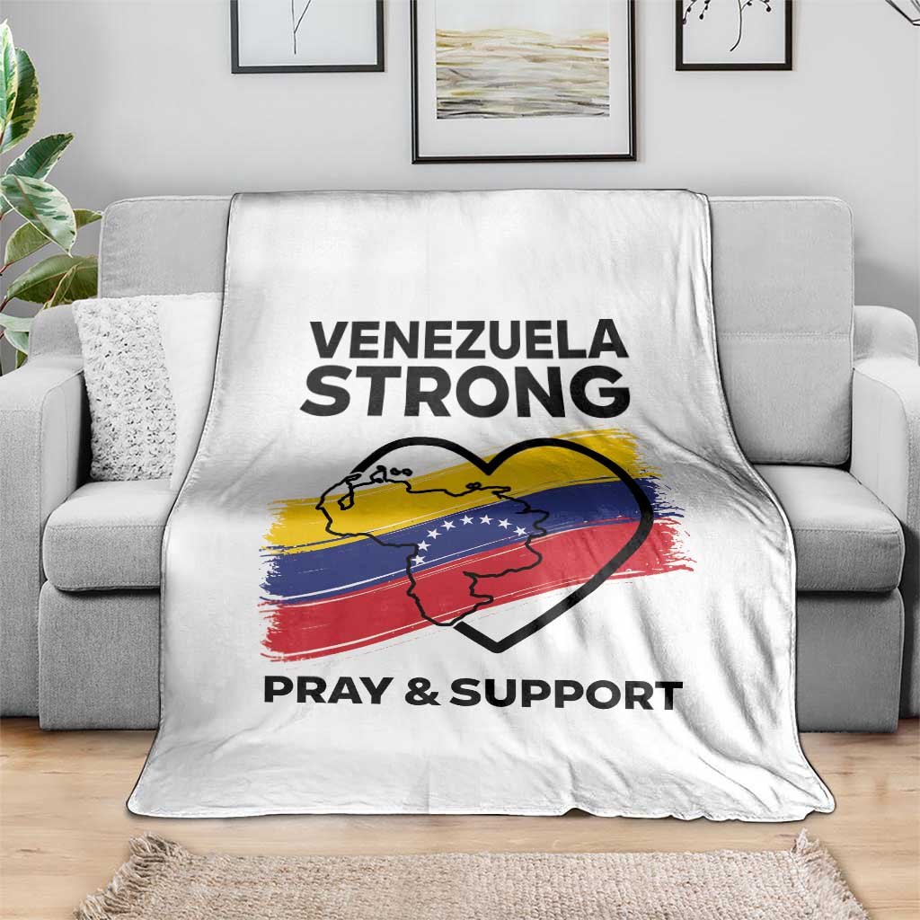 Venezuela Strong Pray and Support Throw Blanket Solidarity Patriotic Venezuelan Flag Map Heart