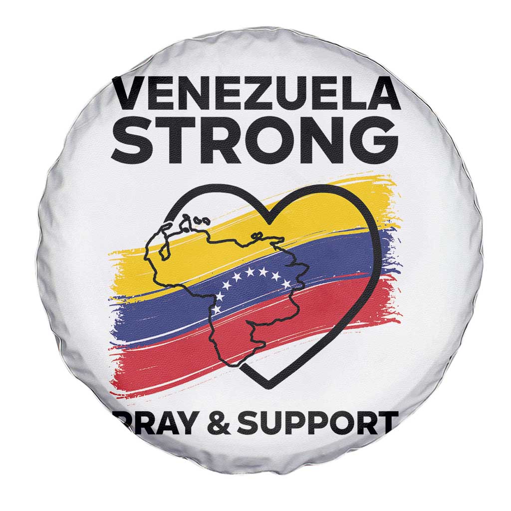 Venezuela Strong Pray and Support Spare Tire Cover Solidarity Patriotic Venezuelan Flag Map Heart