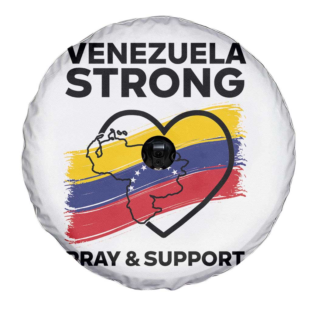 Venezuela Strong Pray and Support Spare Tire Cover Solidarity Patriotic Venezuelan Flag Map Heart