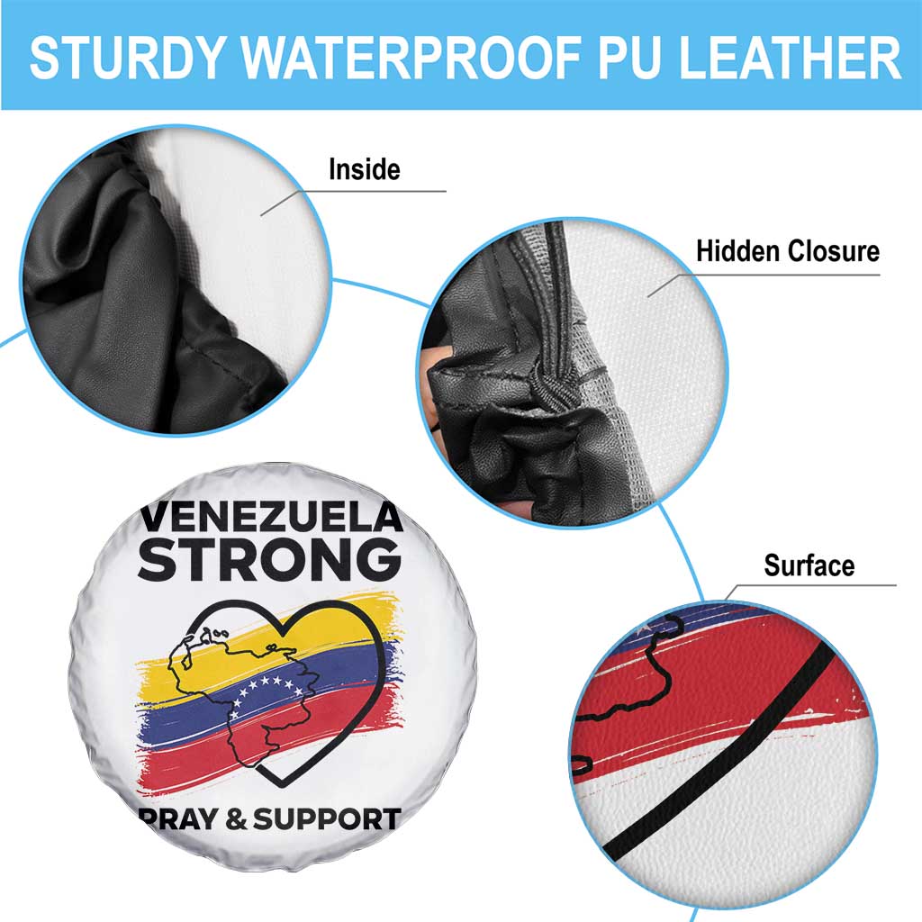 Venezuela Strong Pray and Support Spare Tire Cover Solidarity Patriotic Venezuelan Flag Map Heart