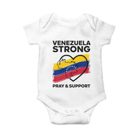 Venezuela Strong Pray and Support Baby Onesie Solidarity Patriotic Venezuelan Flag Map Heart