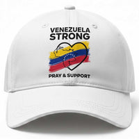 Venezuela Strong Pray and Support Baseball Cap Solidarity Patriotic Venezuelan Flag Map Heart