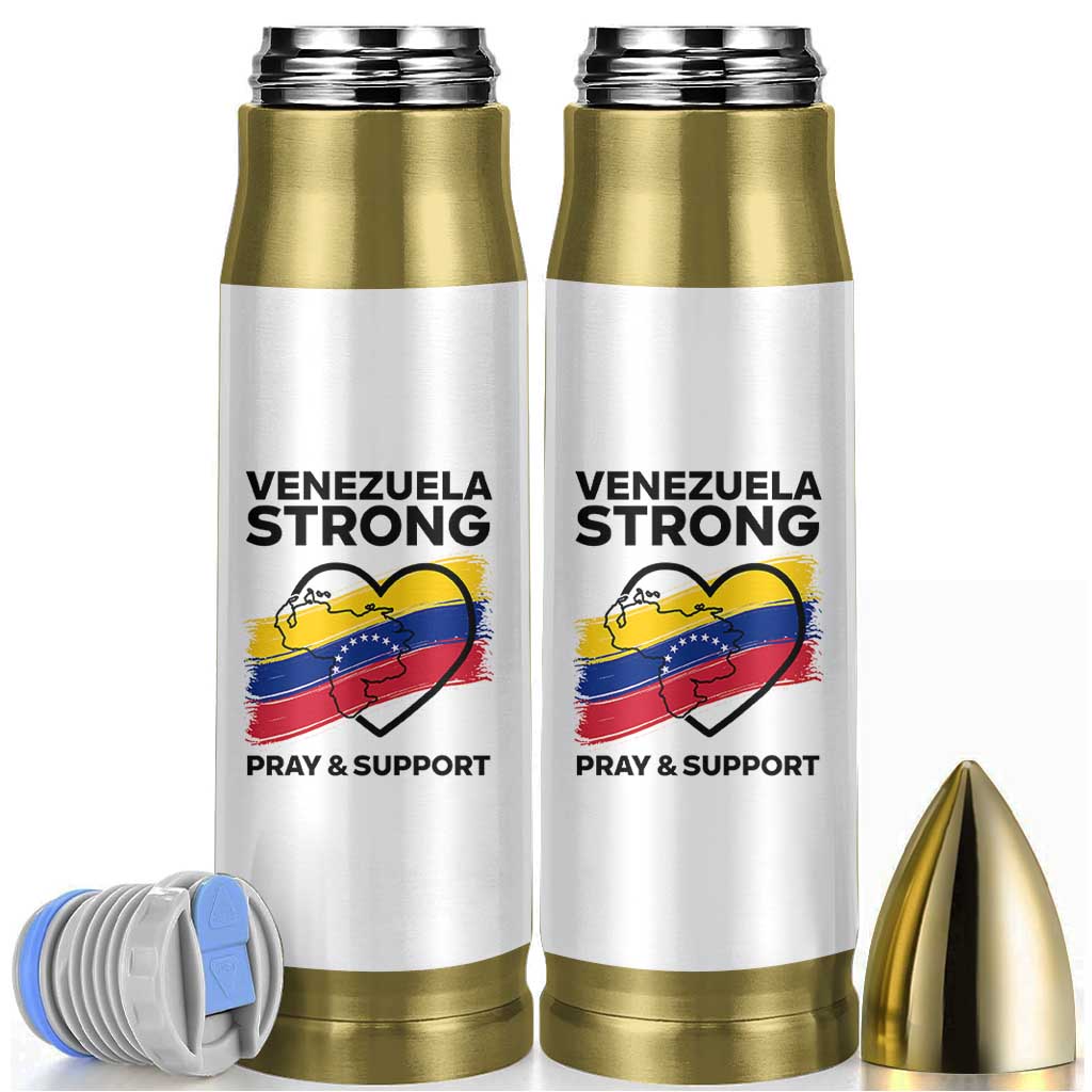 Venezuela Strong Pray and Support Bullet Tumbler Solidarity Patriotic Venezuelan Flag Map Heart