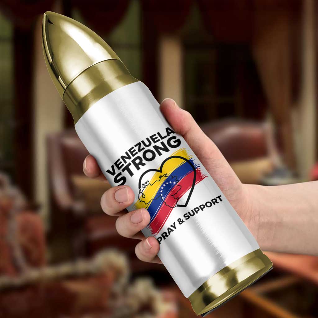 Venezuela Strong Pray and Support Bullet Tumbler Solidarity Patriotic Venezuelan Flag Map Heart