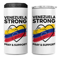 Venezuela Strong Pray and Support 4 in 1 Can Cooler Tumbler Solidarity Patriotic Venezuelan Flag Map Heart