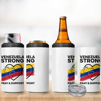 Venezuela Strong Pray and Support 4 in 1 Can Cooler Tumbler Solidarity Patriotic Venezuelan Flag Map Heart
