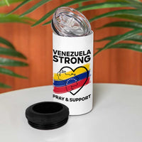 Venezuela Strong Pray and Support 4 in 1 Can Cooler Tumbler Solidarity Patriotic Venezuelan Flag Map Heart