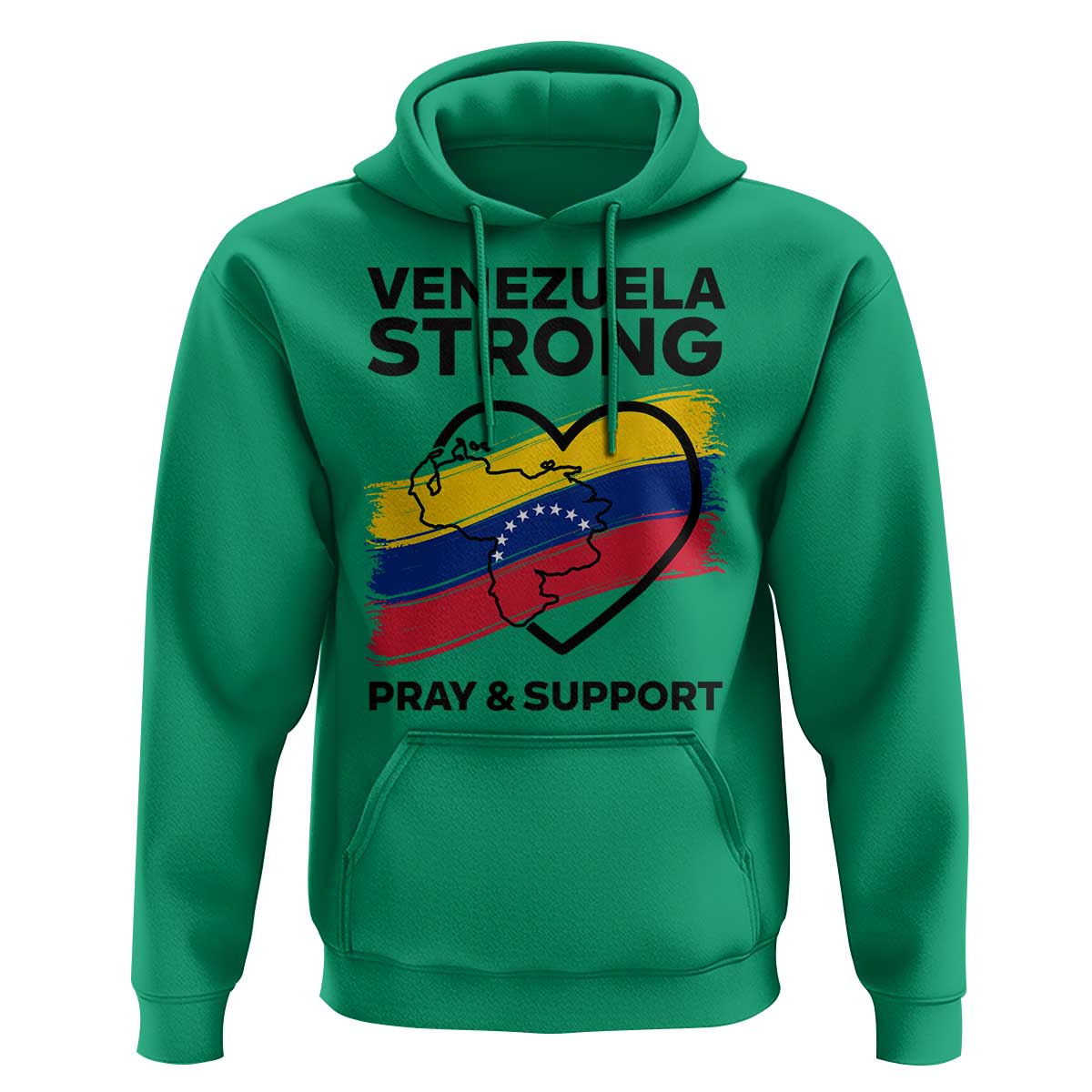 Venezuela Strong Pray and Support Hoodie Solidarity Patriotic Venezuelan Flag Map Heart